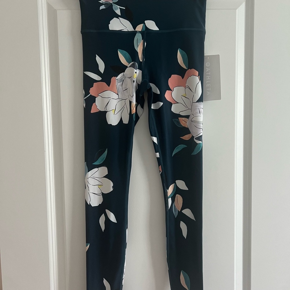 Athleta Blue and White Leggings with Patterns